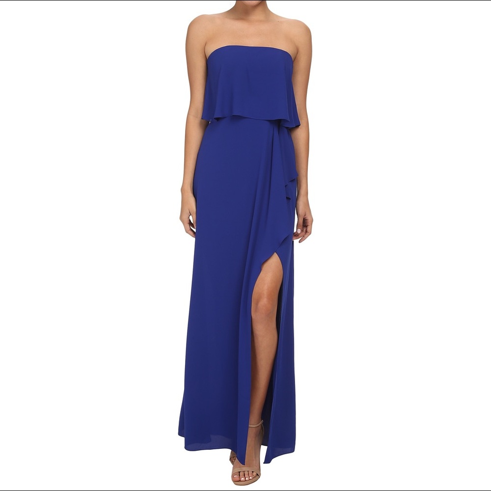 BCBGMAXAZRIA Blue Felicity Strapless Gown